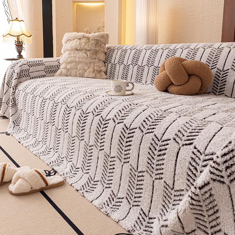 2025 Fashion Geometric Printed Sofa Towel Multifunctional Leisure Knee Blanket for Office All-Inclusive Soft Chenille Sofa Cover 180x130cm