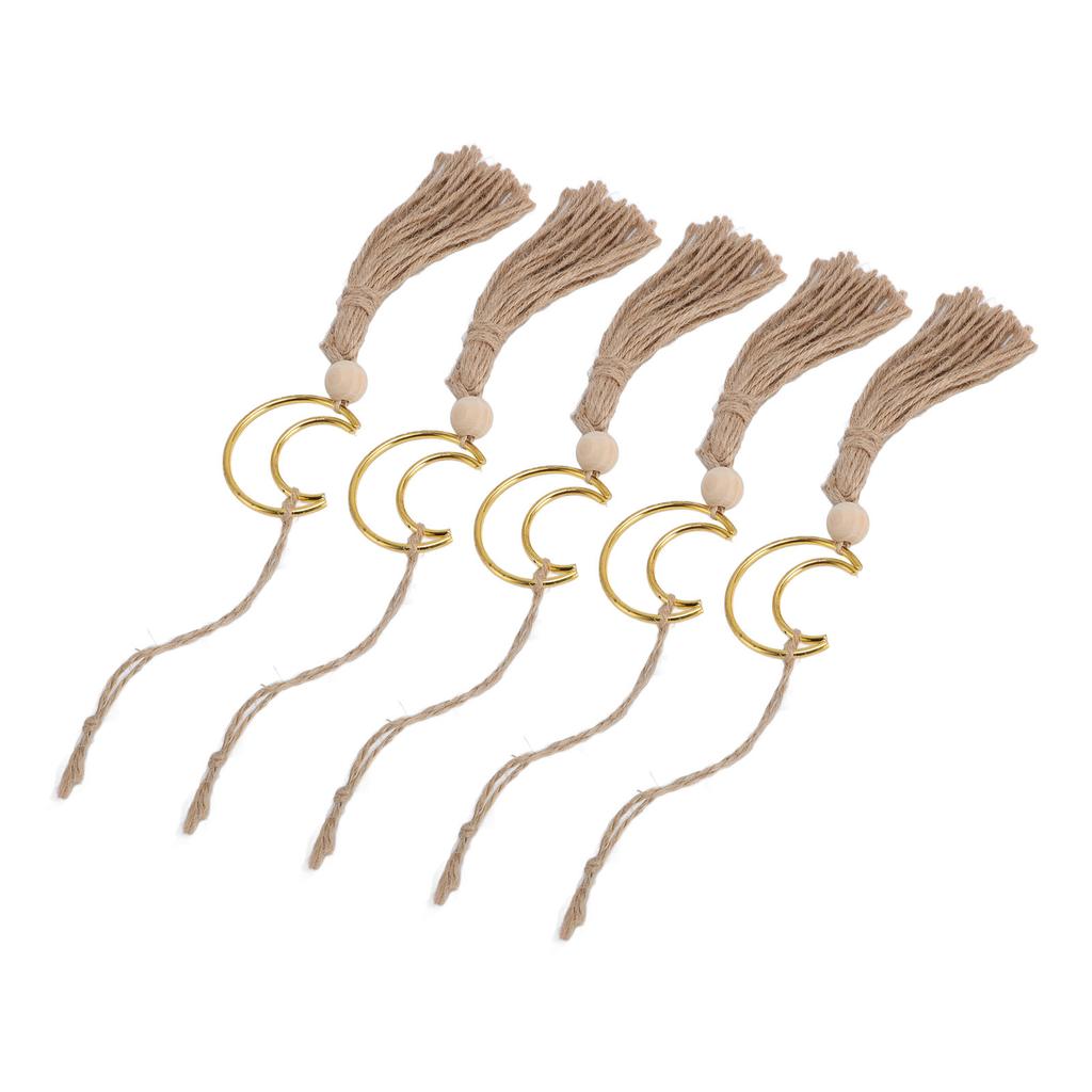 5Pcs Handmade Moon Hanging Ornament Home Tassel Decoration Car Rear View Mirror Accessory
