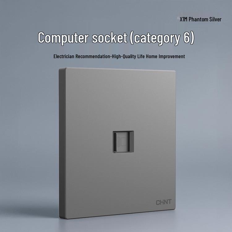 Chint 16A One-Gang 5-Hole Air Conditioner Wall Socket, Cream, Type 86, Phantom Silver Grey