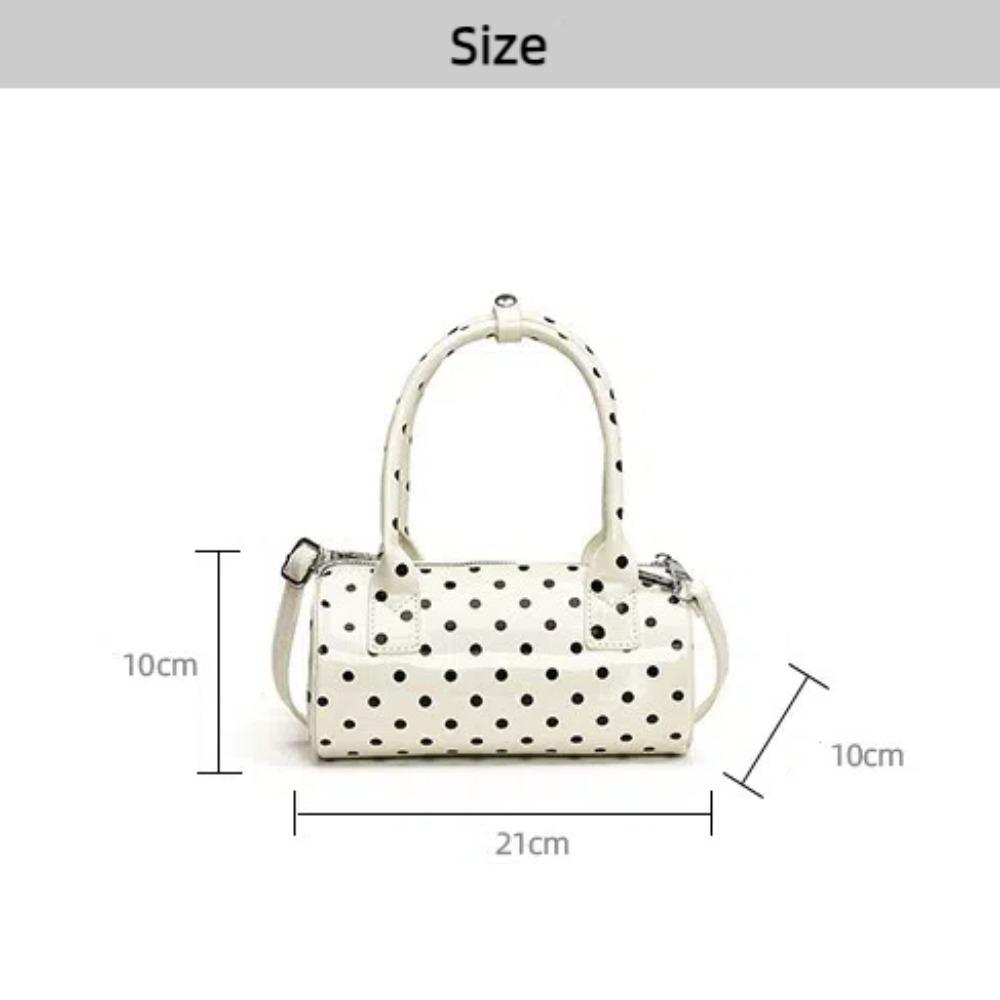 Fashion Handbag Shoulder Bag PU Leather Barrel Shape Tote Bag Polka Dot Crossbody Bag Women