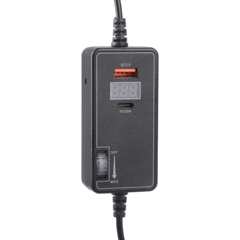 Adjustable 12V Charger 40W USB+20W Type C Port Voltage Meter Speed Regulator Wide Compatibility for Phones