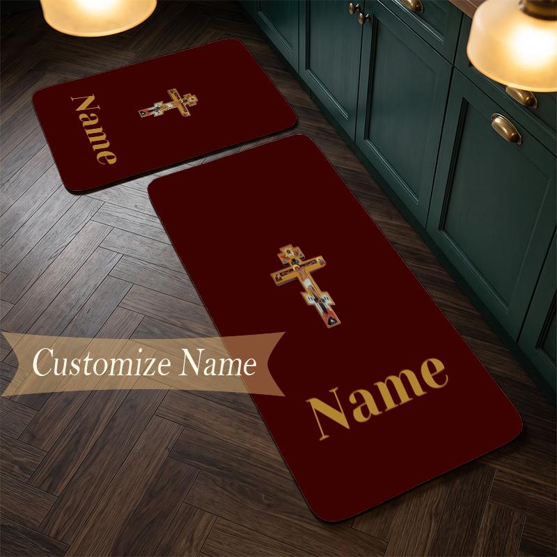 Cross of Forgiveness (1) Customize Name Flannel Kitchen Mat Soft Non-Slip Kitchen Floor Runner Rug for Home Kitchen Decor