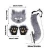 Fox Costume Set Cosplay Halloween Costume Plush Masque Fluffy Paw Gloves Halloween Party Accessories Faux Fur Fox Tail Set