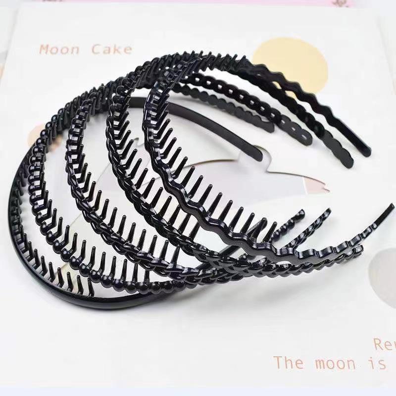 Simple Black Plastic Headband for Women, Versatile, Suitable for Washing Face, with Teeth To Press Hair, Non-slip Headband/hair Clip