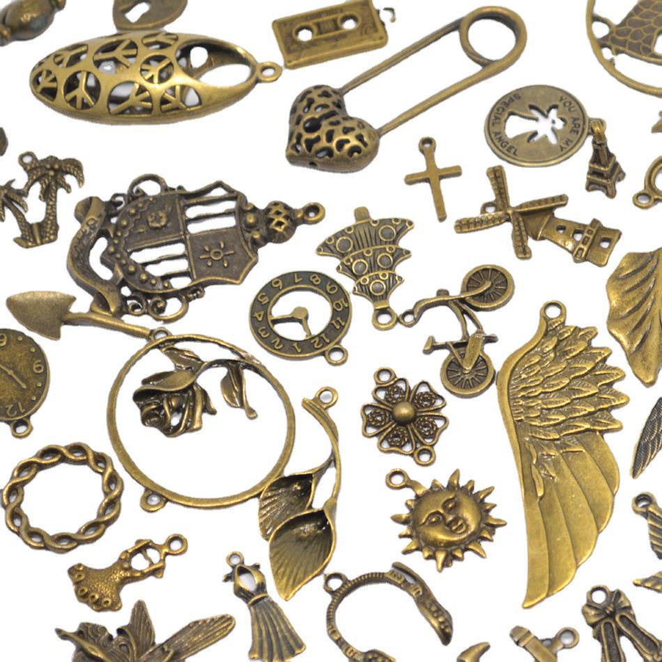 

DIY Zinc Alloy Charm Pendants & Components for Bracelets/Necklaces, Mixed Styles, 50g, 7-60mm 50g/bag