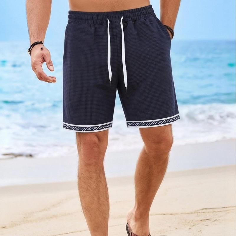 Mens Waffle Knit Drawstring Sports Shorts S темно-синий