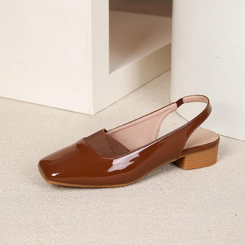 Slingback Heels for Women Square Closed Toe Chunky Heel Pumps Office Wedding Party Dress Shoes Women's Casual Slip On Low Block Heeled Summer Sandals