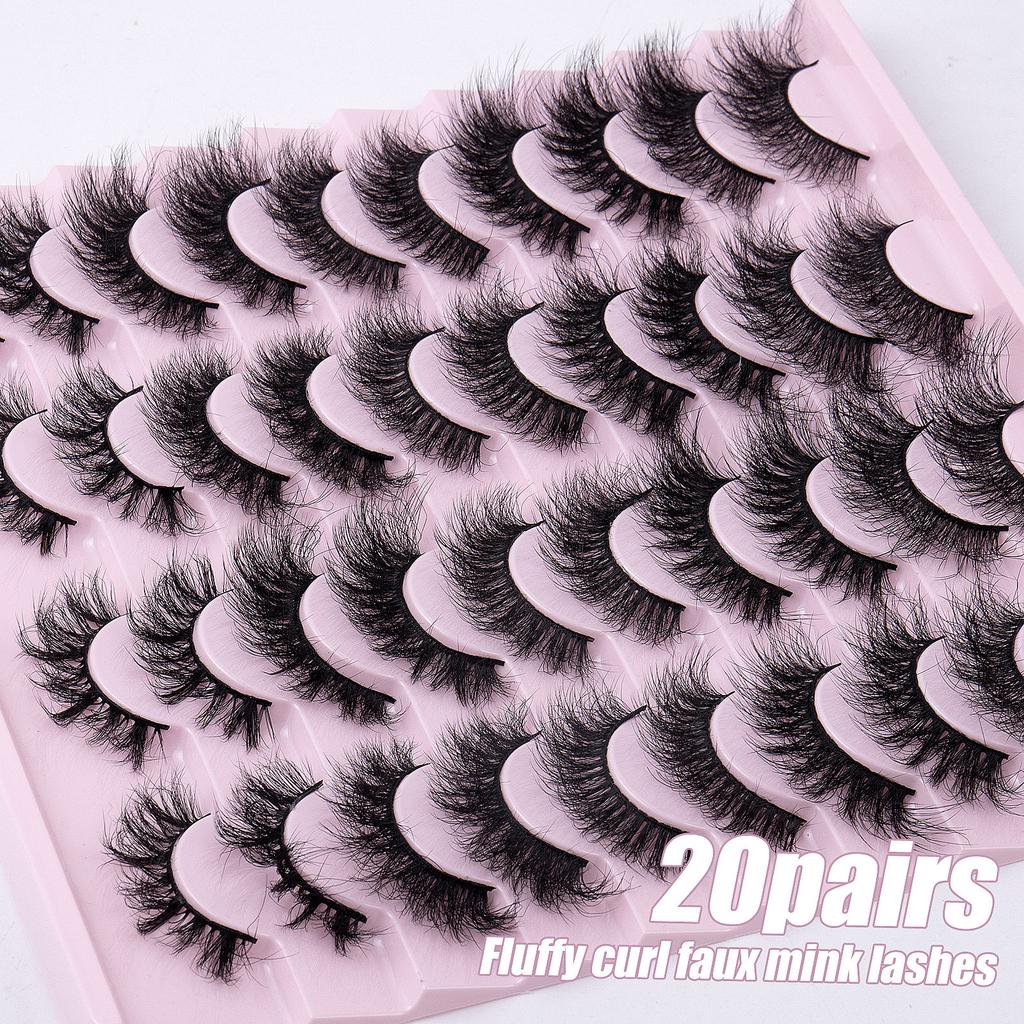 Hochwertige Imitation Nerzhaar Falsche Wimpern 20 Paare Dichte Geschwungene Mehrschichtige Frittierte Wimpern