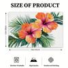 4pcs Tropical Flower and Leaf Table Mats - 12x18 Inch Polyester, Vibrant Orange Hibiscus & Green Palm Design, Perfect for Home, Party, Kitchen & Dinin