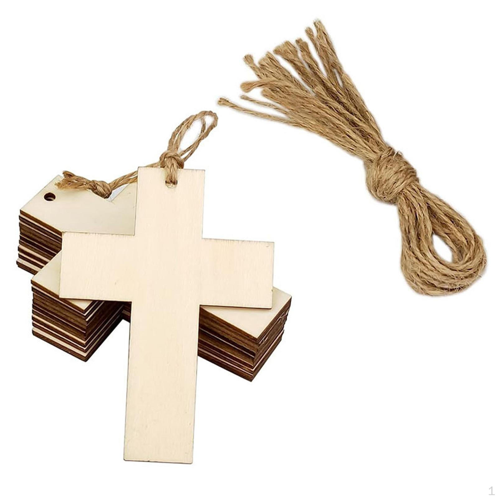 30Pcs Unfinished Wood Cutouts Cross Party Favors Gift Tags Hanging Ornaments Wooden Signs