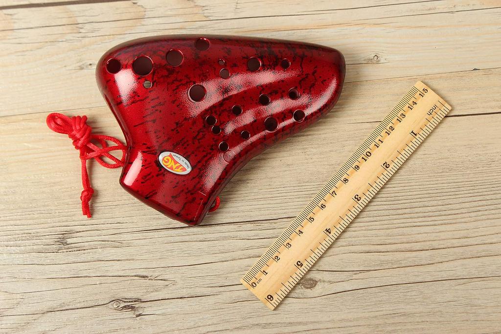 TNG Ocarina Instrument Plastic AC Ocarina Tube Playing Resin Fingering Chart Included [12 Holes/Triple/Alto/C Key] (Red)