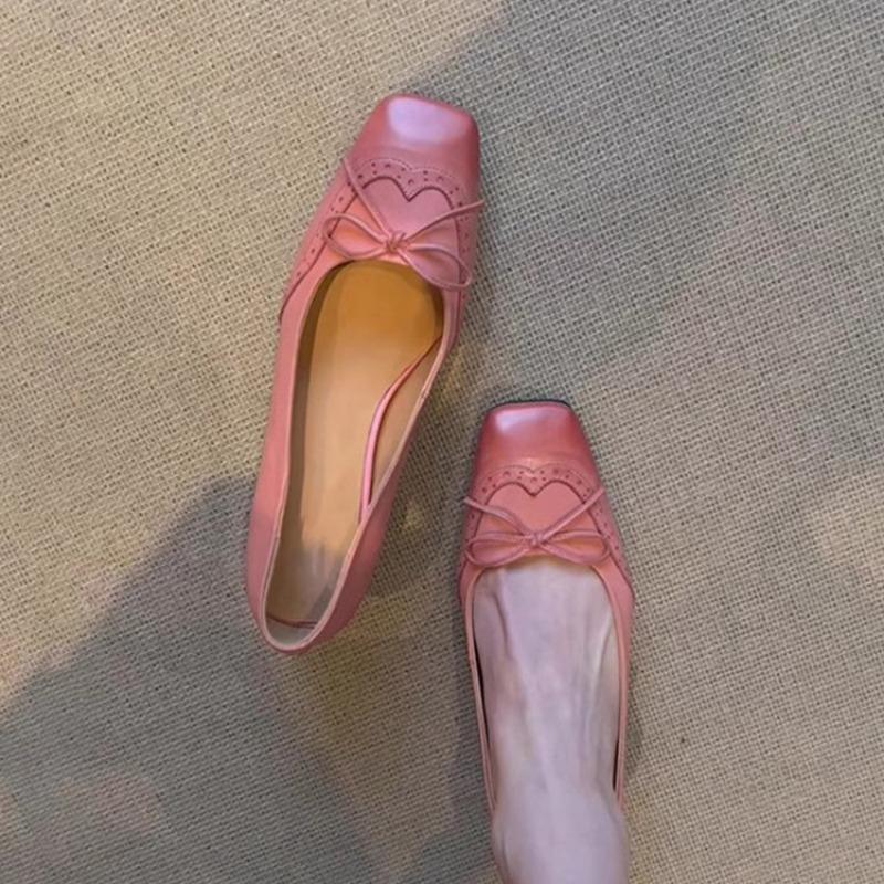 New Retro Bowknot Patent Leather Oxfords Women's Ballet Shoes Autumn Slip on Flat Casual Shoes Thick Heels Wine Red Loafer Pumps