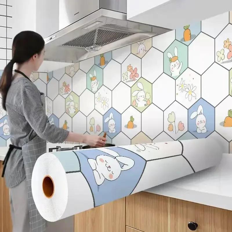 Kitchen Stove Oil-proof Sticker Waterproof High Temperature Resistant Wallpapers Kitchen Decoration Self Adhesive Contact Paper