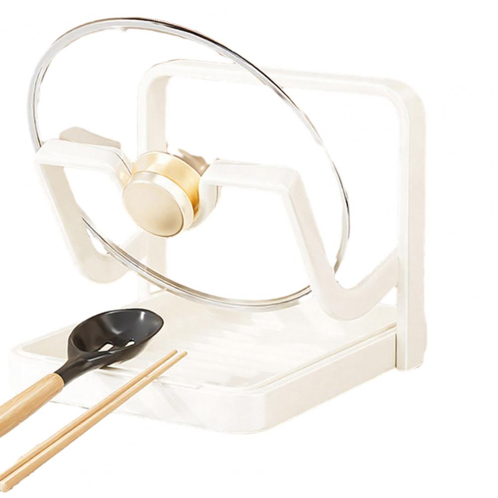 Pot Lid Storage Rack Kitchen Counter Organizer Countertop Pot Lid Organizer with Removable Drip Tray Spoon Kitchen for Lids