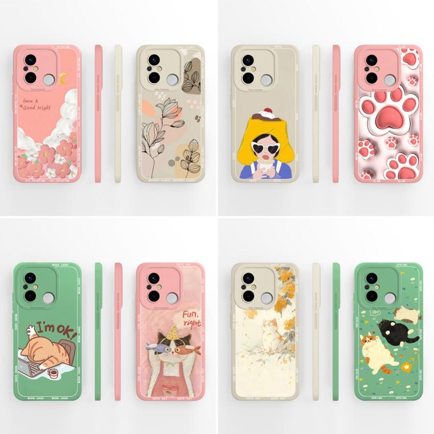 For Redmi 12C 13C 14C 10C 13R 14R 11A 15A Cute Cartoon Cat Phone Cover Liquid Silicone High Quality Anti Slip Durable Protective Case For Redmi Casing