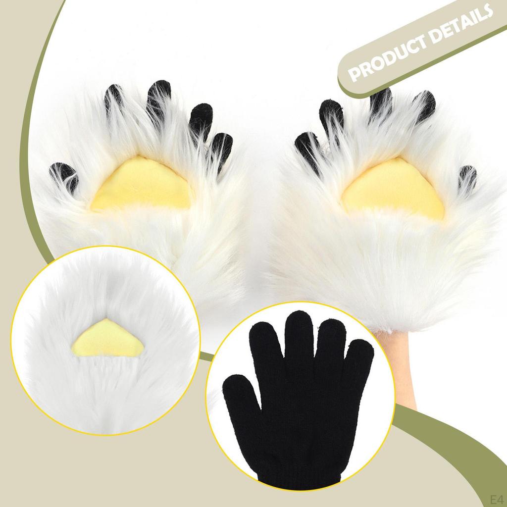 Furry Paws Cosplay Costume Cat Paw Gloves for Performance Party Carnival