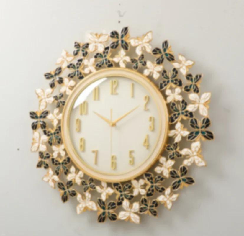 Enamel Butterfly Wall Clock Home Decoration Fashion European Light Luxury Creative Art Wall Decoration Living Room Decoration