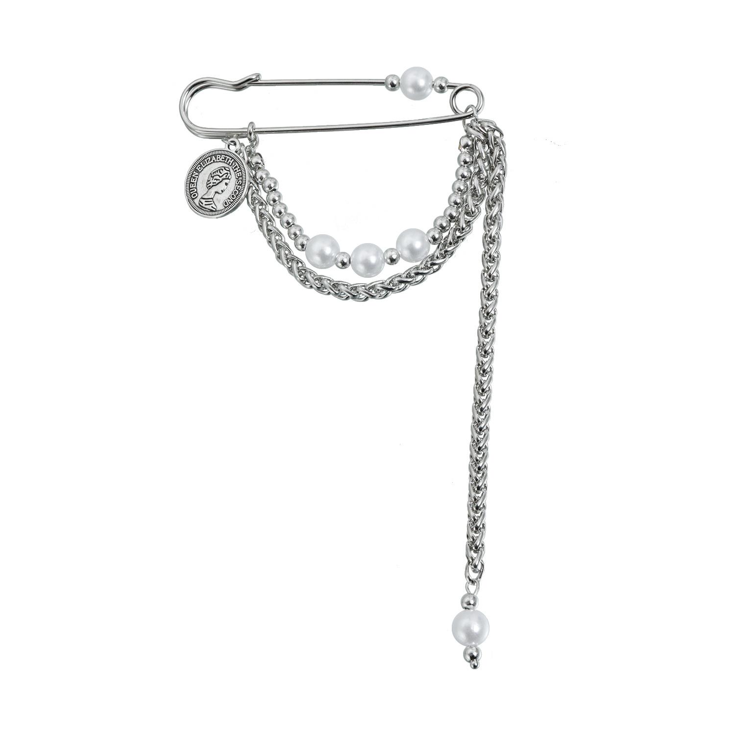 

European and American jewelry portrait tag brooch clothing ins popular long decorative creative function pin accessories