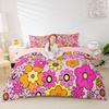 Erosebridal 60S 70S Hippie Duvet Cover Twin Vintage Boho Sun Bedding Set Groovy Flowers Clouds Love Hearts Comforter Cover for Kids Girls Te