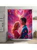 Romantic Couple Shower Curtain | Love and Galaxy Bathroom Decor
