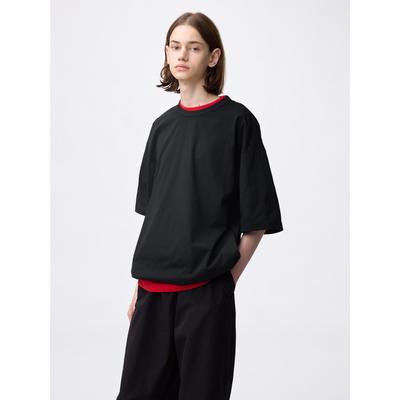 GU by Uniqlo Luźna koszulka z bawełny z dodatkiem elastanu, z krótkim rękawem