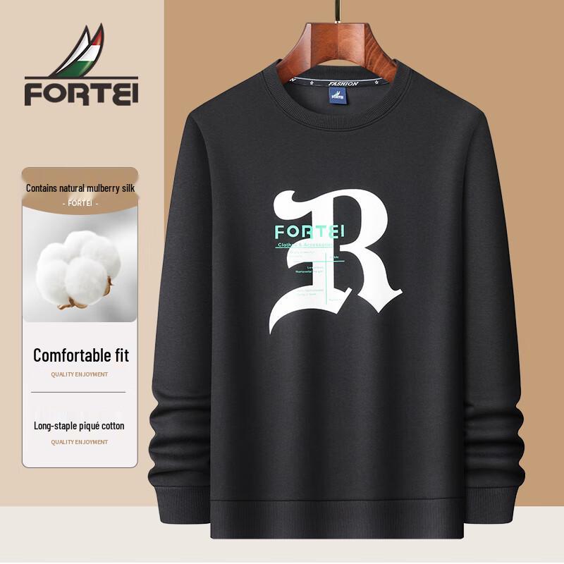 

FORTEI Men s Silk & Cotton Blend Round Neck Sweatshirt XL