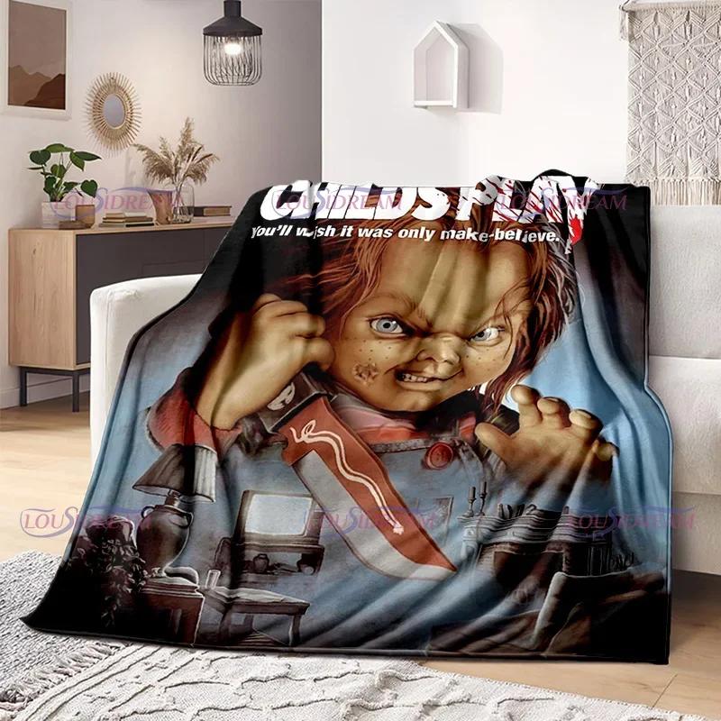 Watching Horror Stimulate Movie Blanket Child Play Character Chucky Blanket Home Couch Warm Bedspreads Soft Flannel Blanket