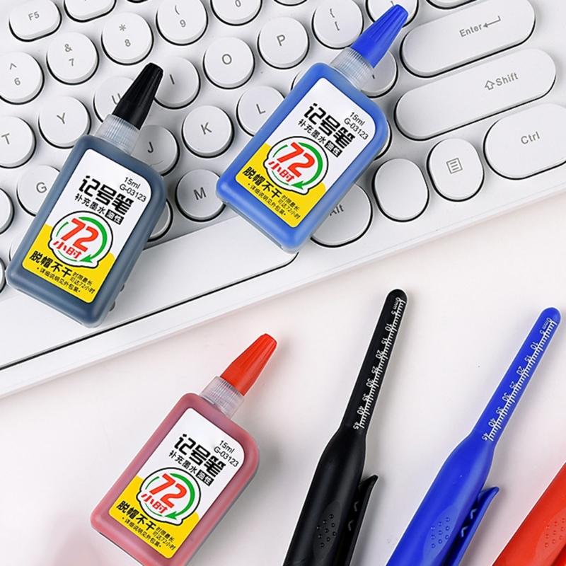 2Pcs Refillable Deep Hole Marker Pen With 15ml Refill Inks 45mm Long Tip Marker For Marking On Wood Ceramic Tile Metal
