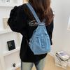 Schoolbag Retro Washed Denim Cloth Messenger Bag Casual Fashion Student Trendy Cool Backpack Outdoor Travel Commuter Bag