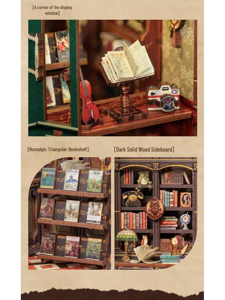 CuteBee Owl Bookstore Miniature DIY Cottage Bookend