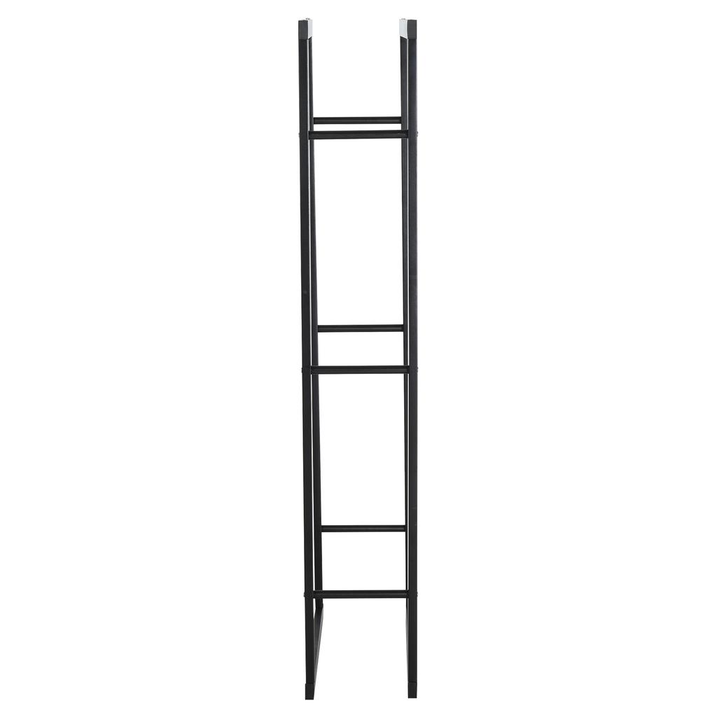 Metal Firewood Log Holder Tall Firewood Rack Indoor Outdoor Fireplace Wood Storage Shelf with Side Rails, Rust-Resistant, Black, 40W x 25D x 150H cm