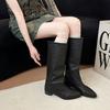 Design Sense Woven Boots Women's Summer New Versatile Fashion Big Tube Circumference Thick Heel Boots