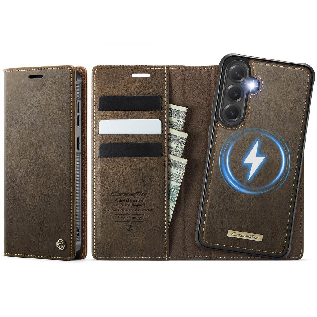 For Samsung Galaxy S23 FE Case CASEME C49 Compatible with MagSafe RFID Blocking Detachable Wallet Leather Phone Cover