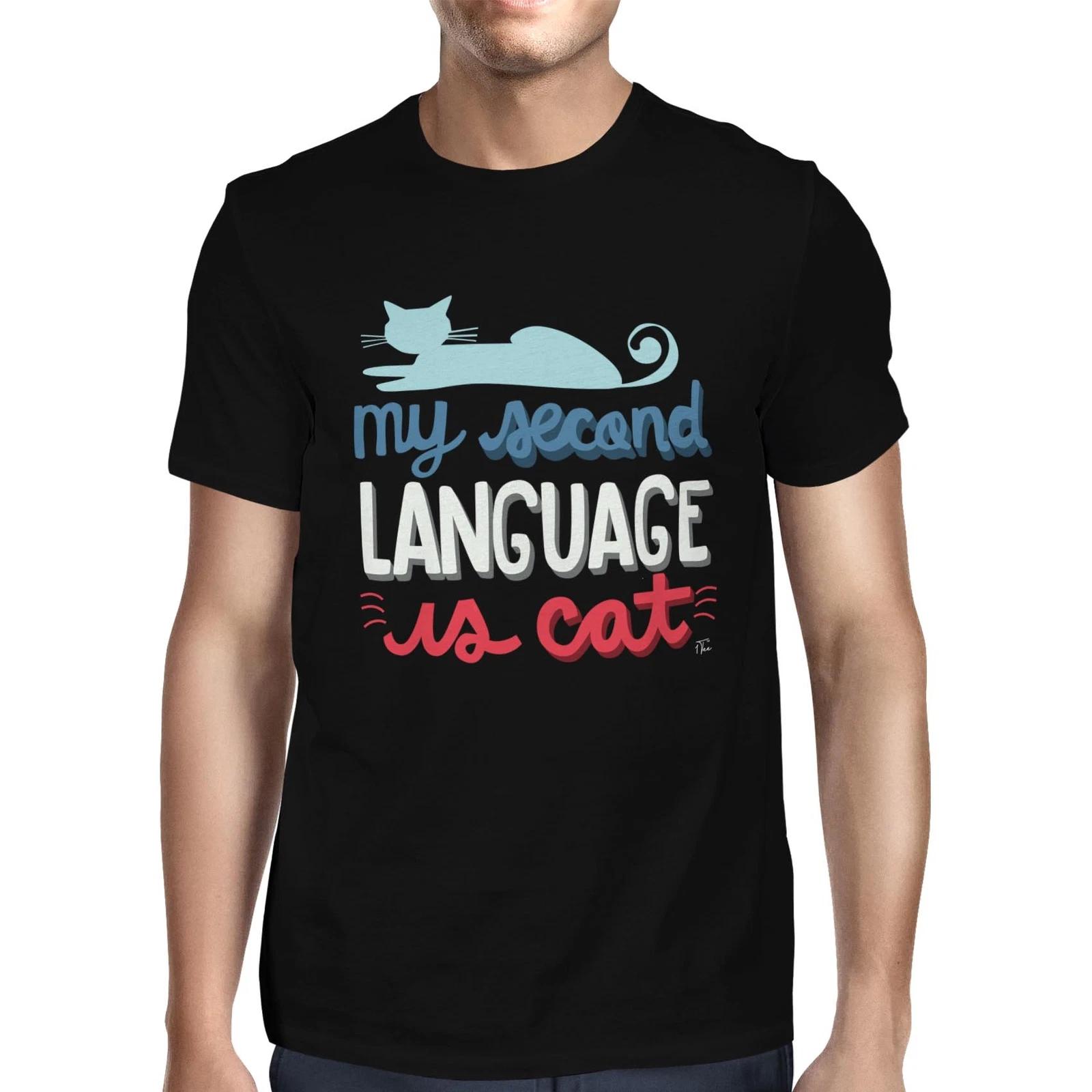 1Tee Mens My Second Language Is Cat T-Shirt XXXXL