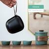Bluestone Glaze Striped Ceramic Quick Tea Cup One Pot Three Cups Portable Kung Fu Tea Set
