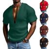 Men's Sports Fitness Leisure V-Neck Elastic Big Size Short Sleeves T-Shirt