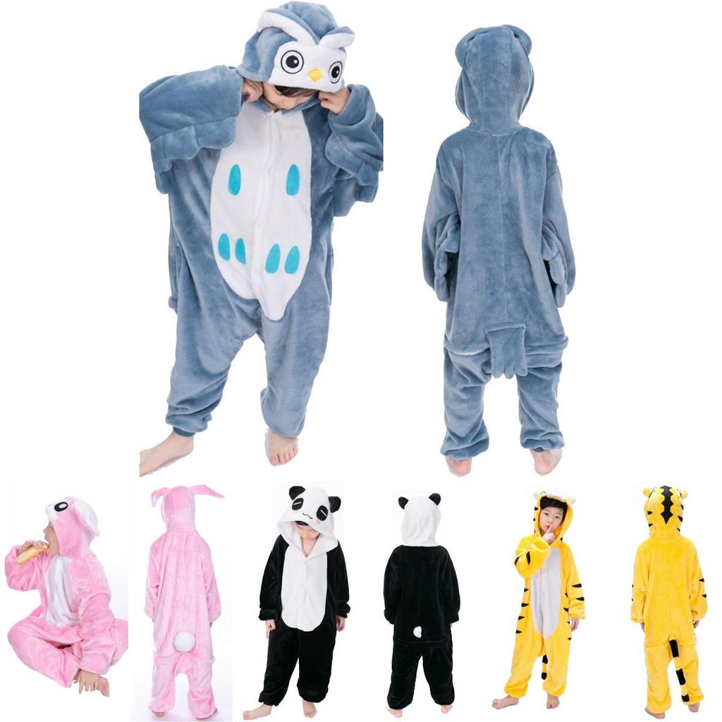 Stylish Animal Flannel Onesie Pajamas For Kids Soft Sleepwear Perfect For Home Lounging