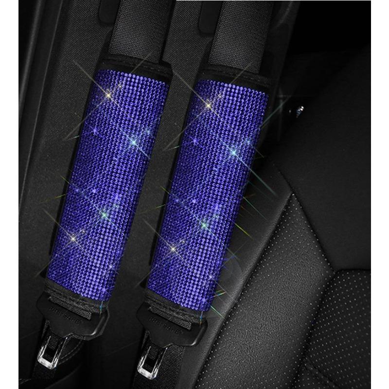2 Pack Crystal Rhinestone Car Seat Belt Cover Auto Should Padding Protector Diamond Car Interior Accessories For Women Girls