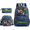 Large Capacity Schoolbag with Shoulder Strap; Student Three-piece Pencil Case Set