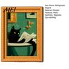 Flexible Magnetic Picture Frames for Fridge Funny Wooden Magnets Frame, Retro Cute Cat in Bathroom Soft Photo Display Set Refrigerator Locker