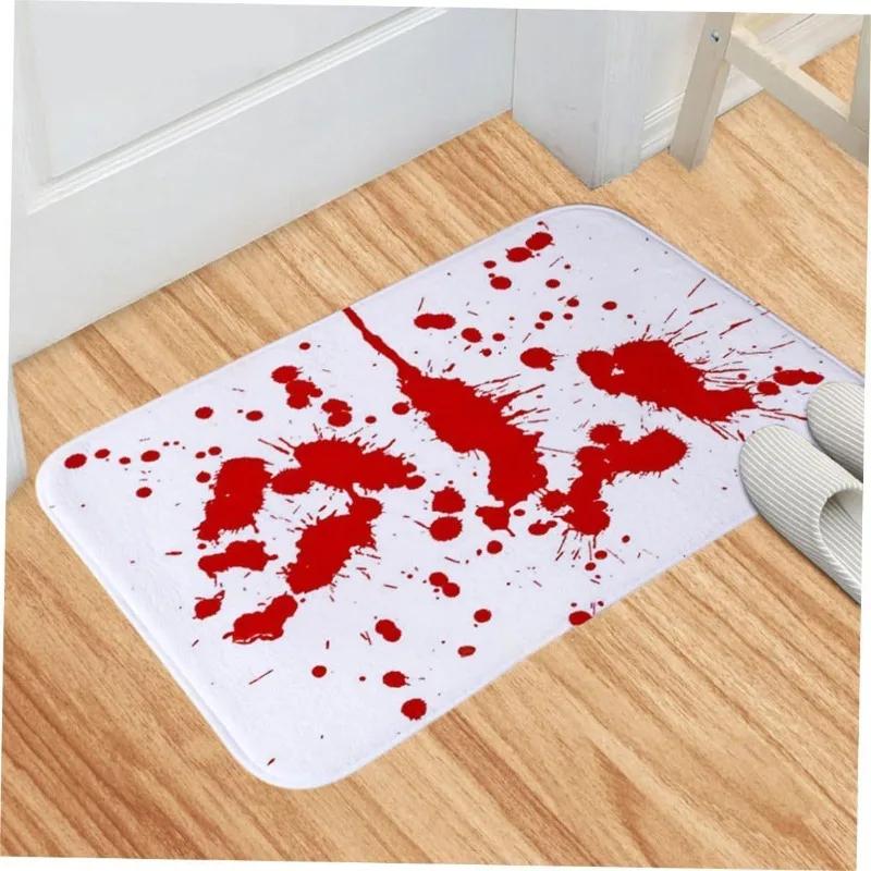 Halloween Bloody Carpet Mat Zombie Hands Rug Help Text Blood Splatter Gory Horror Non-Slip Home Decoration Floor Mats Floor Mat