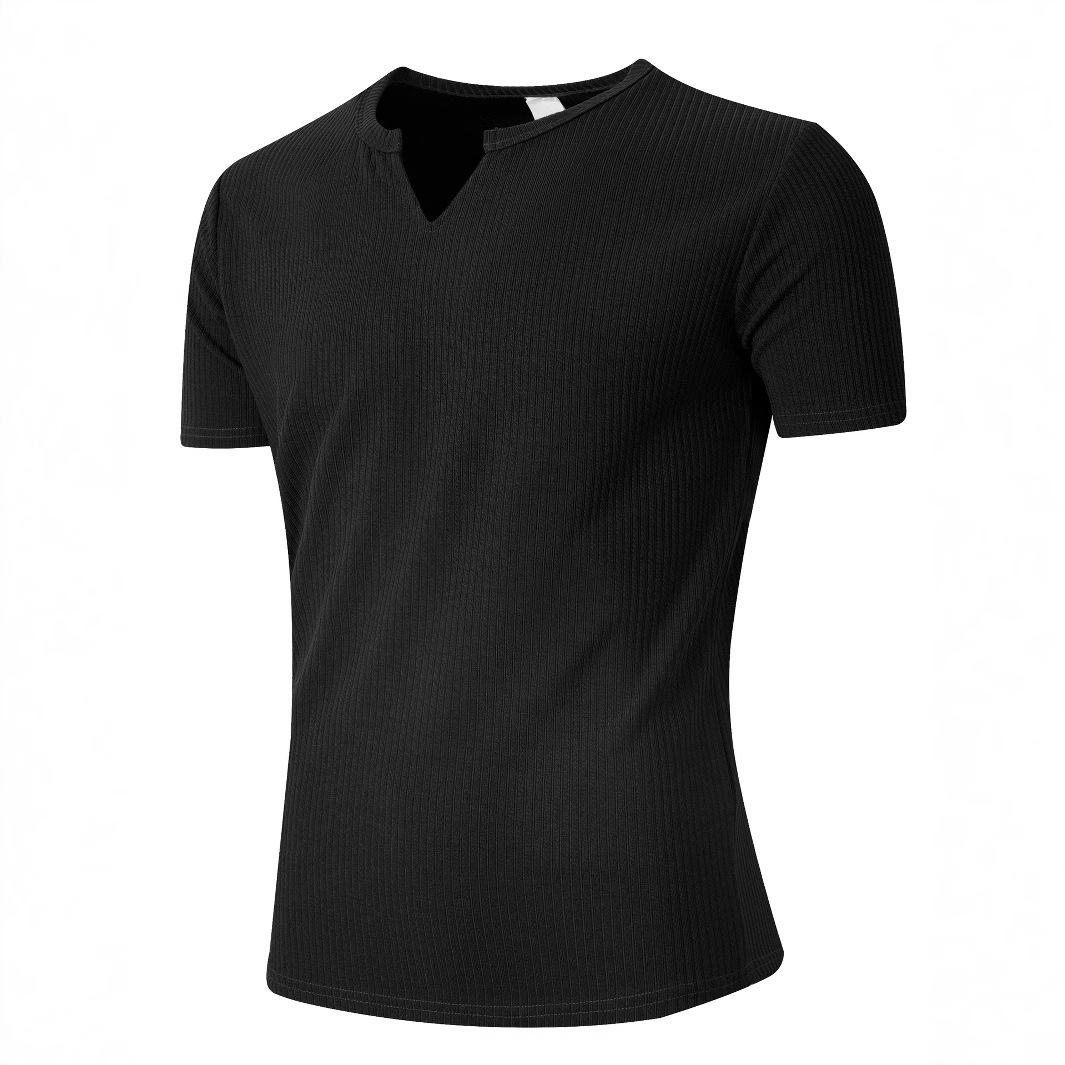 

Летняя Новинка Мужская Быстросохнущая Футболка с V-образным вырезом Спортивная Повседневная Однотонная Облегающая Футболка Топ Фитнес Нижняя Футболка Мужская XXL чёрный