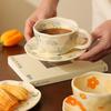 300ML Korean Style Hand Pinched Irregular Ceramic Mug Hand-painted Flower Heart Coffee Cup Breakfast Milk Afternoon Tea Cup Gift