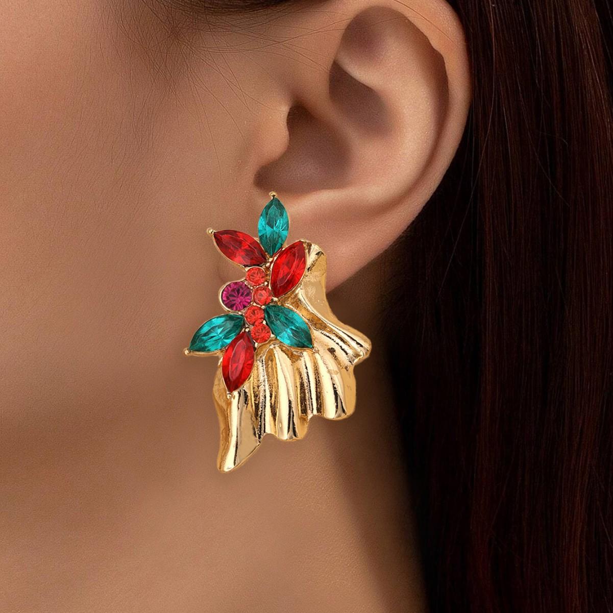 

Colorful pleated geometric earrings