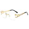 2024 Factory Direct Cheetah Head Trendy Frameless Square Sunglasses Men Women Box Fashion