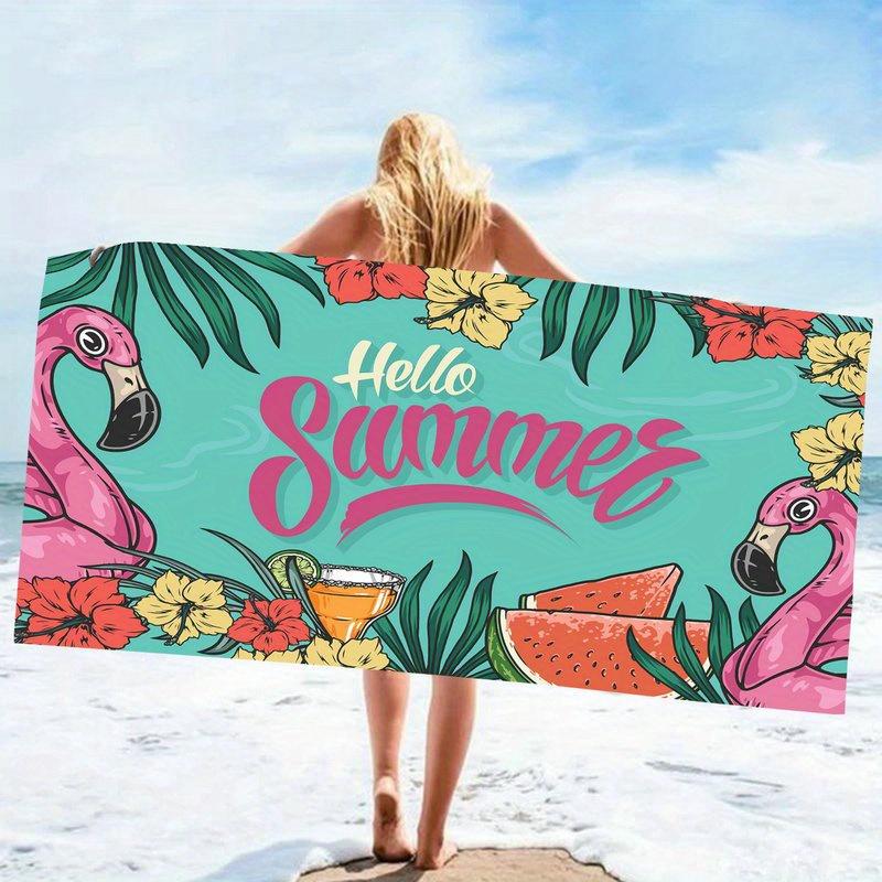 

Flamingo Pattern Rectangular Quick-Dry Bath Towel, Ideal for Women Beach or Swimming Pool W30*H60(CM)