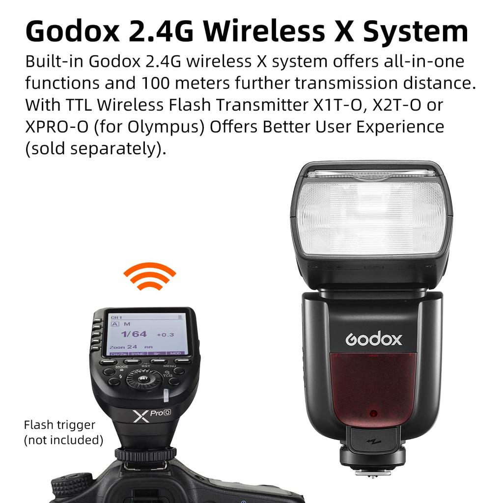 GODOX TTL Flash for Quick Release TCM Instant GN60 Manual Recycle Godox X Technical Approval Mark TT685II-O On-Camera Olympus/Panasonic Cameras,