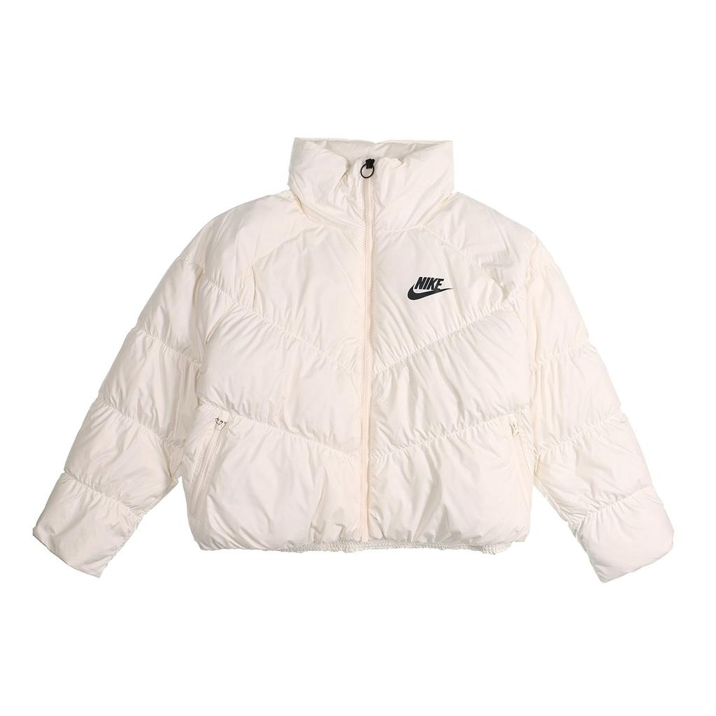 Nike Sportswear V-Neck Puffer Jacket with Chevron Design Women Outerwear Pale-Ivory BV2880-110