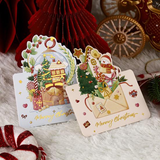 Yousheng 10 Pcs Christmas Greeting Card Gold Stamping Blank Xmas Postcards 3.9 X 5.3 Inch Merry Christmas Cards for Friends Family