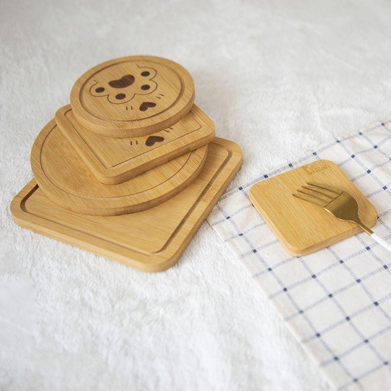 1PC Bamboo Tray Wood Saucer Flower Pot Tray Cup Pad Coaster Plate Kitchen Decorative Plate Creative Coaster Coffee Cup Mat